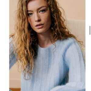 Sezane Sweater Light Blue Mohair Aretha Pullover Size XS